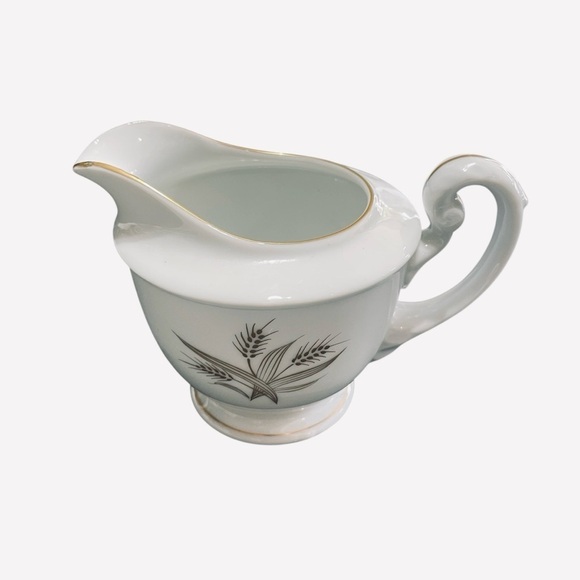 Hakusan "Gold Wheat" China Creamer, Sugar Bowl, Tea Pot & Snack Plates Japan - Picture 10 of 15